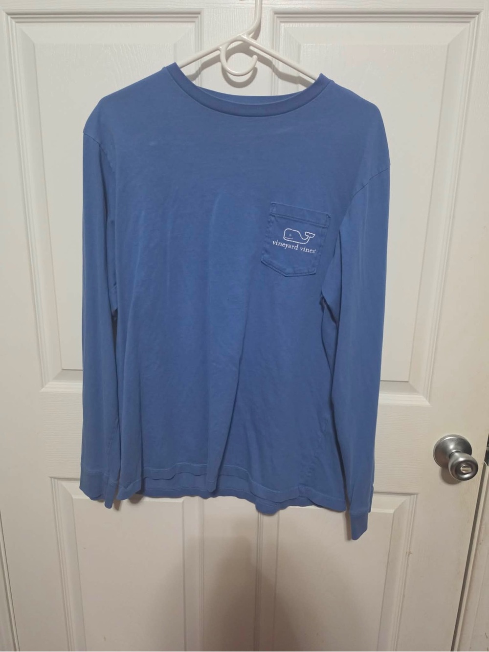 Vineyard Vines Men's Long-Sleeve Pocket Tee in Periwinkle Blue